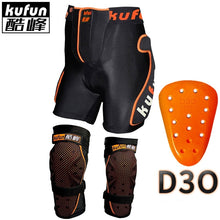 Load image into Gallery viewer, KUFUN D3O knee protector paded hip pad for ski snowboard skateboard inline skate motorcycle kids adults children protective gear
